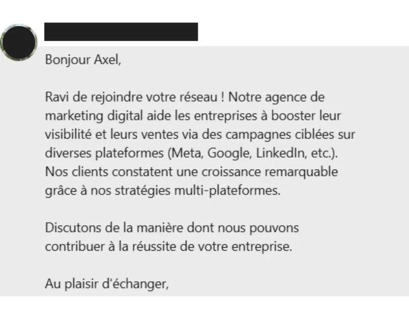 exemple de mauvais message d'outreach marketing