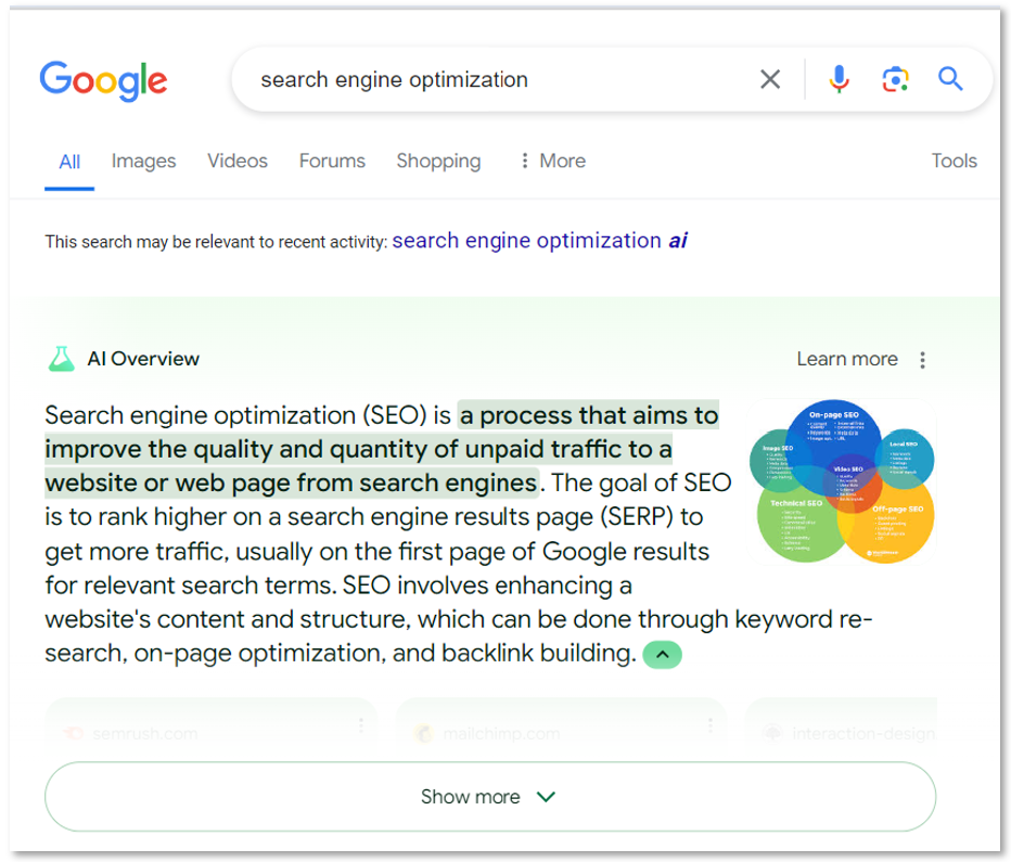 Generative engine optimization : exemple de Google AI Overview